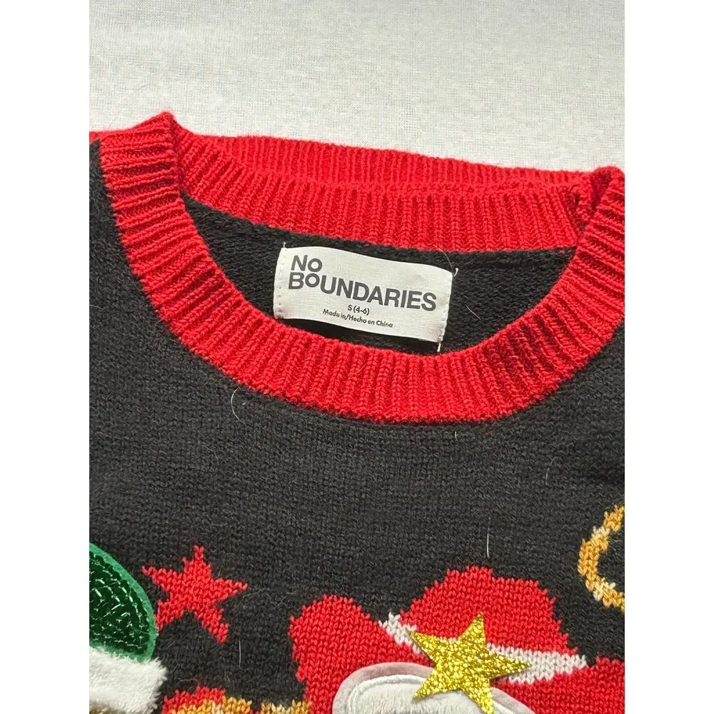 No Boundaries Men’s Small Ugly Christmas Sweater Santa Horse 3D Tinsel